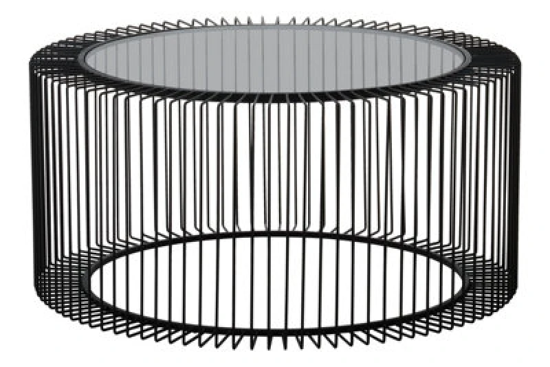 Image of Orsina Coffee Table, Metal Frame & Glass Top Black Coffee Table, Minimalist Metal Coffee Table, Dark Coffee Table