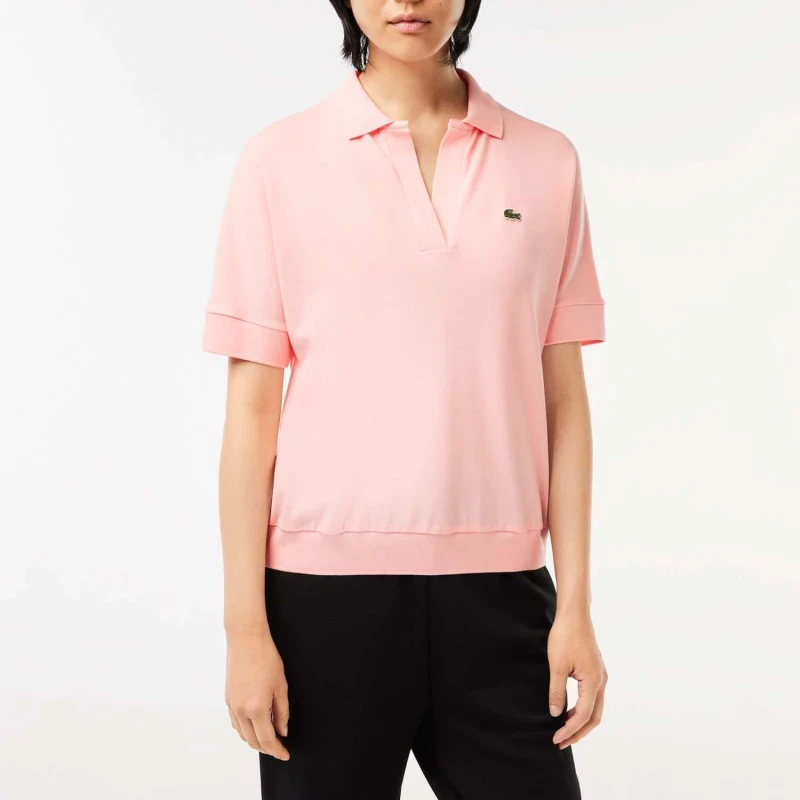 Image of Lacoste Relaxed Fit Fluid Piqu Polo Shirt - Pink Pink 8