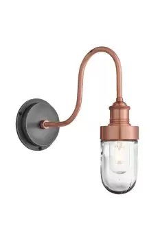 image of Swan Neck Outdoor & Bathroom Wall Light, Copper