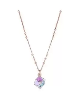 Image of Jon Richard Radiance Collection Rose Gold Plated Aurora Borealis Cube Pendant Necklace, One Colour, Women