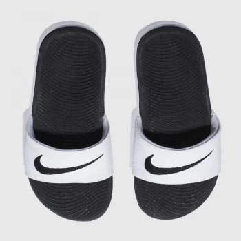 Image of Nike White & Black Kawa SLIDERS Junior