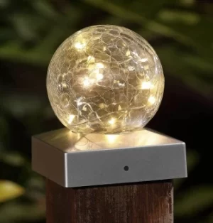 image of Solalite LED Fence Light Solar Crackle Ball Warm White 2-Pack