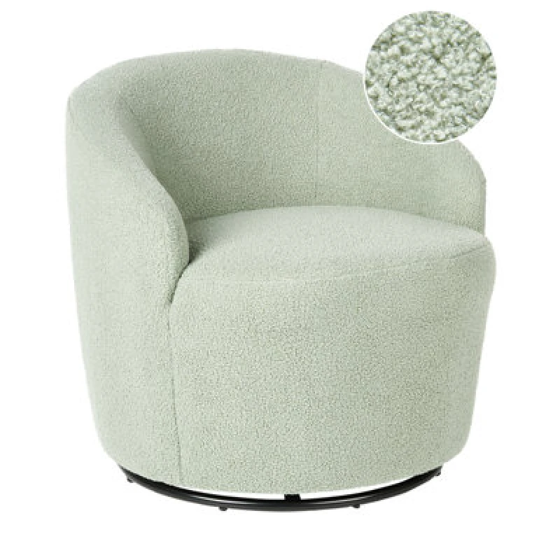 Image of Beliani Swivel Armchair Davik Boucle Light Green