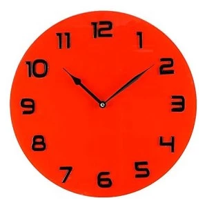 image of Hometime Glass Wall Clock Arabic Dial - Red 35cm