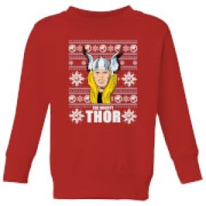 Image of Marvel Thor Face Kids Christmas Sweatshirt - Red - 3-4 Years