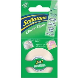 image of Sellotape Clever Tape Roll Write-on Copier-friendly Tearable 18mm x 25m Matt Pack of 8