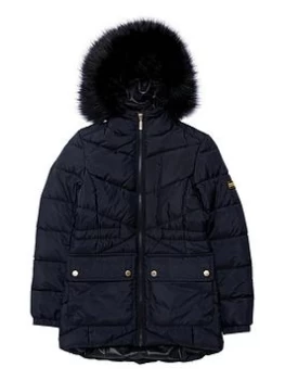 Image of Barbour International Girls Tampere Quilt Coat - Black, Size 10-11 Years, Women