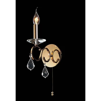 Image of Torino wall light with switch 1 light bulb gold / crystal