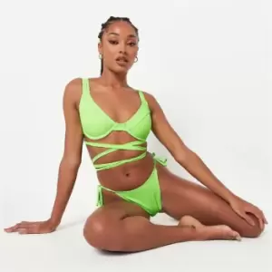 image of Missguided Tie Side Bikini Bottoms - Green