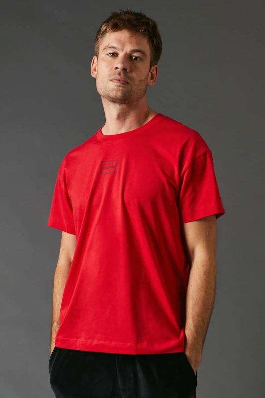 Image of HUGO Hugo Laze Box Logo Short Sleeve T-Shirt Red Red