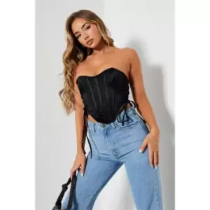 Image of I Saw It First Lace Up Bandeau Corset Top - Black