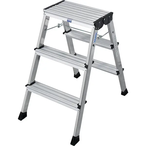 Image of KRAUSE with castors, with castors, 2 x 3 steps, aluminium silver