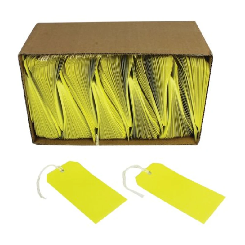 Image of Value Strung Tags 120 x 60mm Yellow (1000 Pack) KF01626