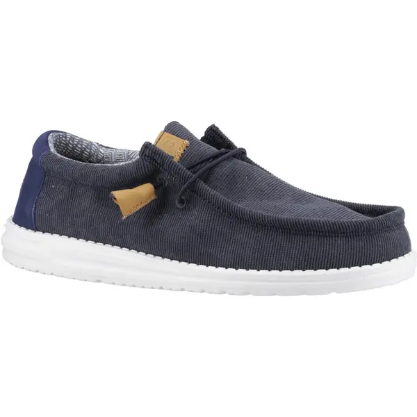 image of Hey Dude Mens Wally Corduroy Slip On Trainers Shoes - UK 12 Blue male GDE2664NVY12