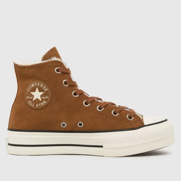 image of Converse all star lift cozy trainers in brown