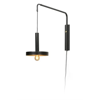 image of Faro Lighting - Faro WHIZZ - Wall Light Extendable Black, Satin Gold 1x E27