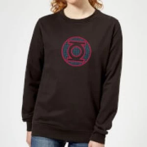Image of Justice League Green Lantern Retro Grid Logo Womens Sweatshirt - Black - 5XL