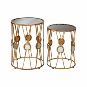 Image of Interiors By Ph Tables Black Glass / Gold Metal Set Of 2