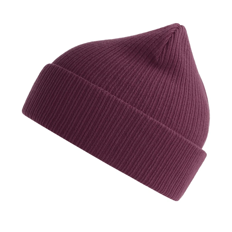 Image of Atlantis Atlantis Men Nelson Ribbed Cotton Beanie in Burgundy Burgundy One Size Male 5063300861141