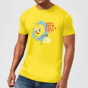 Image of Looney Tunes ACME Lash Curler Mens T-Shirt - Yellow - L - Yellow