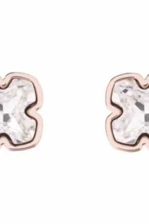 Ladies Karen Millen Rose Gold Plated Art Glass Flower Stud Earrings KMJ924-24-02