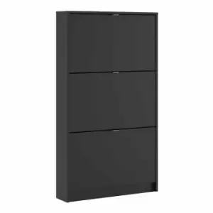 Shoes Hallway Storage Cabinet With 3 Tilting Doors And 1 Layer Matt Black