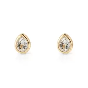 image of JG Signature Gold Plated April Birthstone Teardrop Stud Earrings