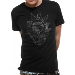 image of Rick And Morty - Rick Silver Foil Mens Small T-Shirt - Black