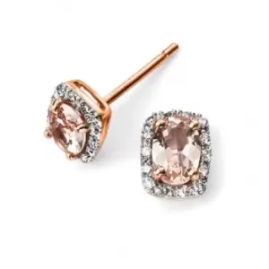 image of Elements 9ct Rose Gold Diamond And Morose Goldanite Earrings GE2026P