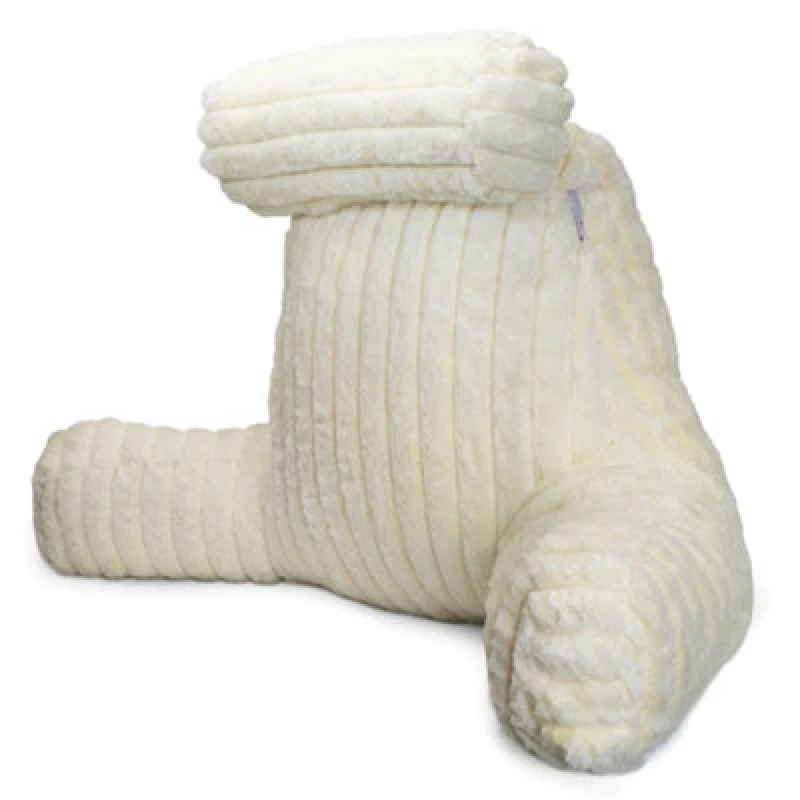 Image of Aamira Luxurious Xl Reading Pillow Detachable Headrest, Soft Ribbed Cream Faux Fur, Memory Foam Cuddle Cuddle Cushion Backrest