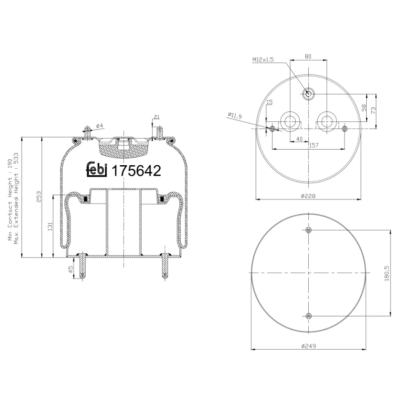 Image of FEBI BILSTEIN 175642 Boot, air suspension non-steered leading axle Boot,air suspension (324)