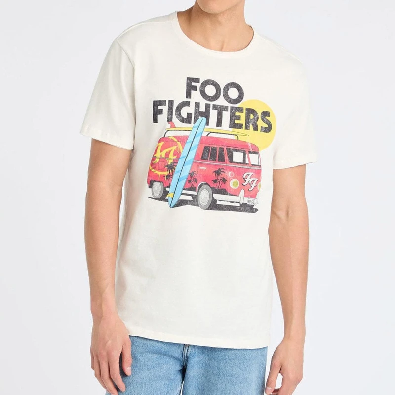 Image of Amplified Amplified Men Camper Van Foo Fighters T-Shirt in White Size: 3X-Large White XXXL Male 5063806466628