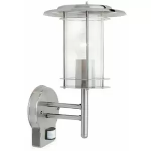 image of Loops - IP44 Outdoor Wall Light Stainless Steel Modern Lantern Glass Round pir Outdoor