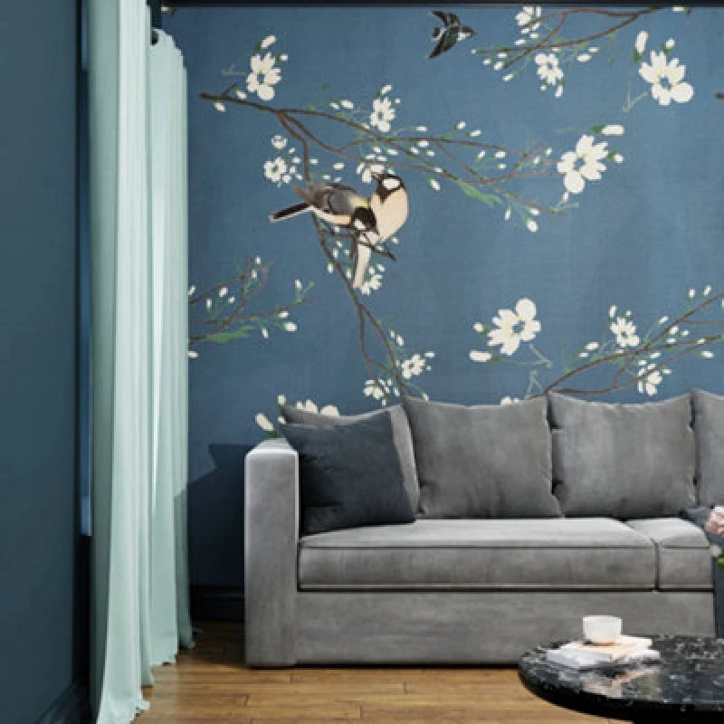 Image of Superfresco Easy Birds & Blossom Blue Print To Order Fixed Size Mural