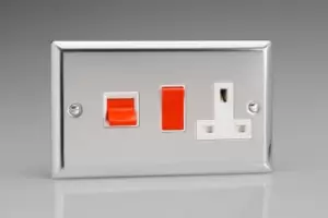Image of Varilight Classic Double Pole Switch & Socket (Double XC45PW) - Polished Chrome - XC45PW