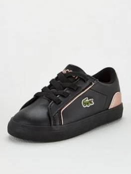 Image of Lacoste Infant Girls Lerond 319 Trainers - Black/Pink, Size 3 Younger