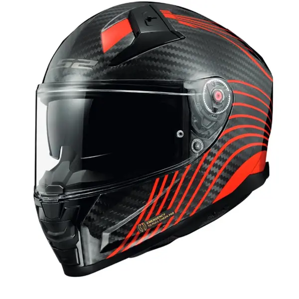 Image of LS2 FF811 Vector II Carbon Flux Glossy Red Full Face Helmet Size XXS