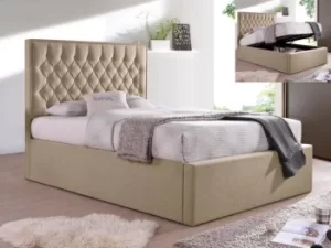 Image of Bedmaster Wilson 5ft King Size Oatmeal Upholstered Fabric Ottoman Bed Frame
