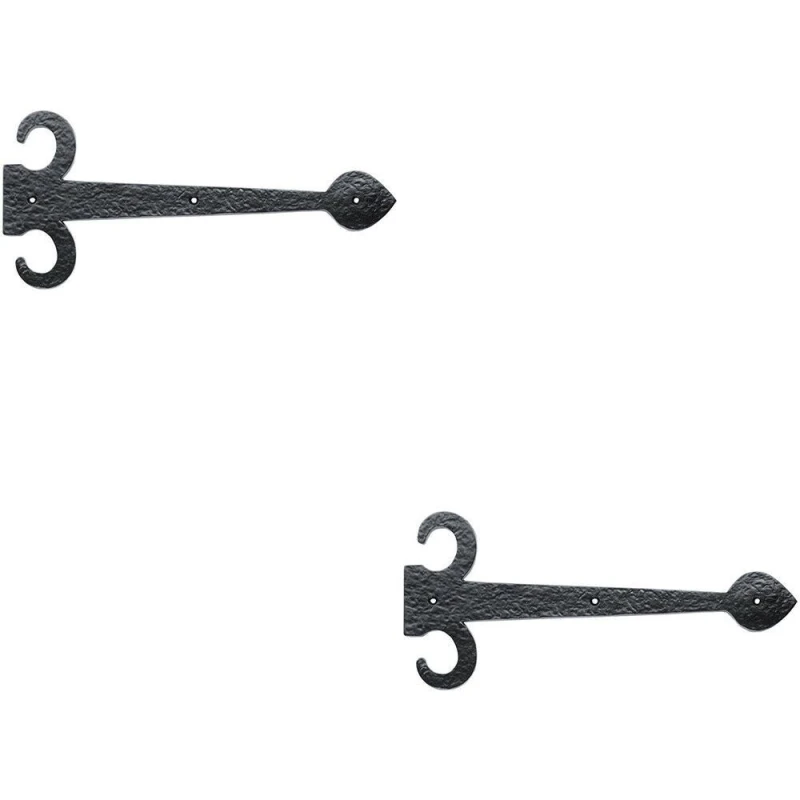 Image of Loops 2x PAIR 380mm Ornate Sword Hinge Front Black Antique Decorative Door Plate Black