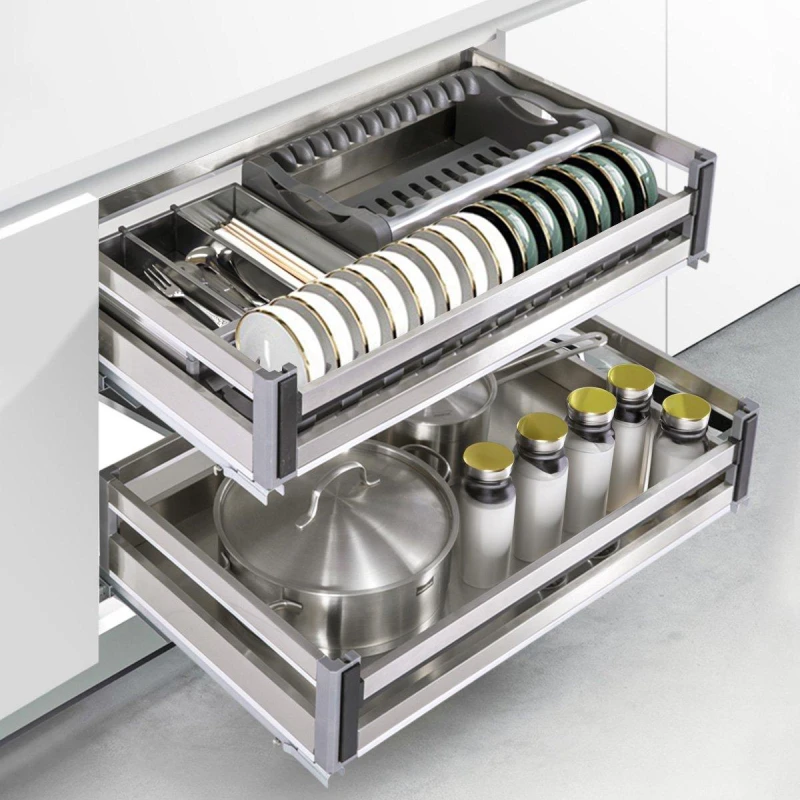 Image of LIFE IDEAS Stainless Steel Cabinet Pull-Out Basket Silver unisex One size