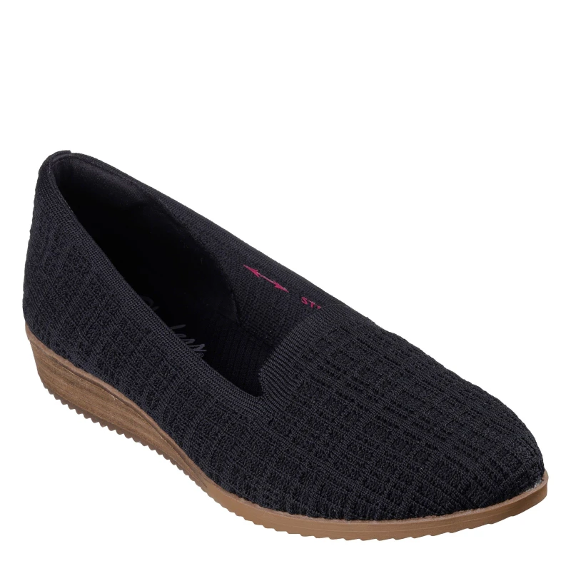 Image of Skechers Cleo Sawdust Slip On Trainers Womens Black female 2 (35)
