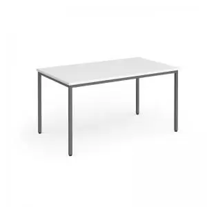 Image of Flexi 25 rectangular table with graphite frame 1400mm x 800mm - white