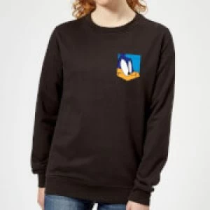 Image of Looney Tunes Road Runner Face Faux Pocket Womens Sweatshirt - Black - 5XL