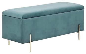 Image of Mystica Fabric Ottoman Storage Bench - Teal