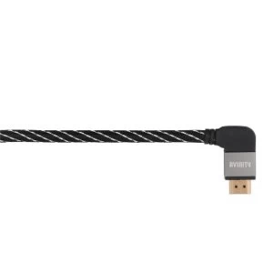 image of Avinity High Speed HDMI cable plug - plug, 90°, fabric, gold-pl., Ethernet, 1.5 m