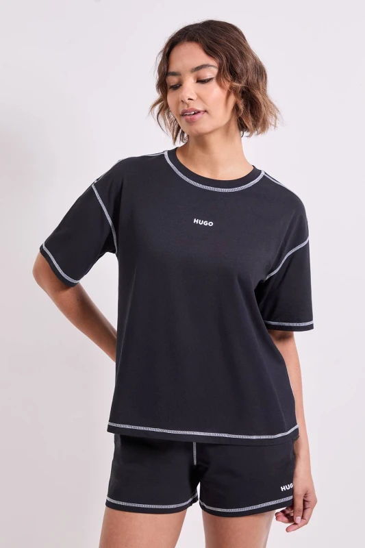Image of Hugo Womens Nite Lounge Set Black Size: Large Black Female L