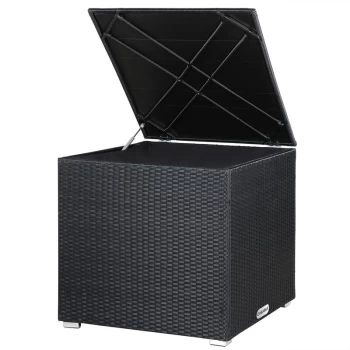 Image of Casaria - Polyrattan Support Box, Square, 75x75x70cm, Black, Brown, Cream, Grey Black