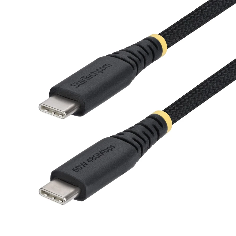 Image of StarTech.com StarTech.com 3m (10ft) USB-C Charging Cable, 60W (3A) PD, Dual-Layer Braided Nylon/TPE Jacket, Rugged USB C Charging Cord, USB 2.0 Laptop
