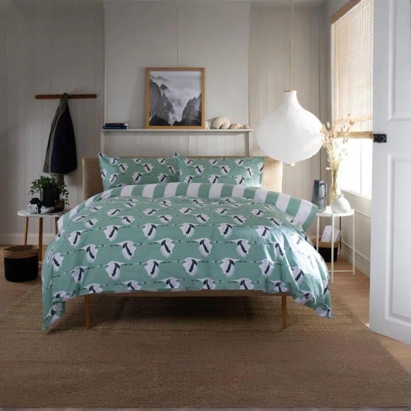 Image of The Lyndon Company Sedge Duvet Cover Green Stripe unisex Single