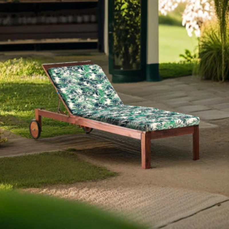 Image of Luxury Living Jungle Water Repellant Sunlounger Pad Green/blue/whie